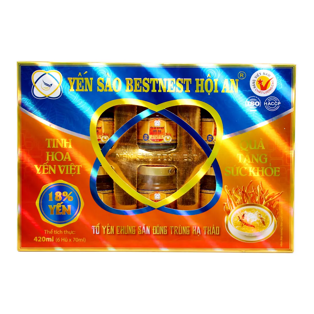 Lốc 6 hũ Tổ yến chưng sẵn BESTNEST HỘI AN 18% Đông Trùng Hạ Thảo