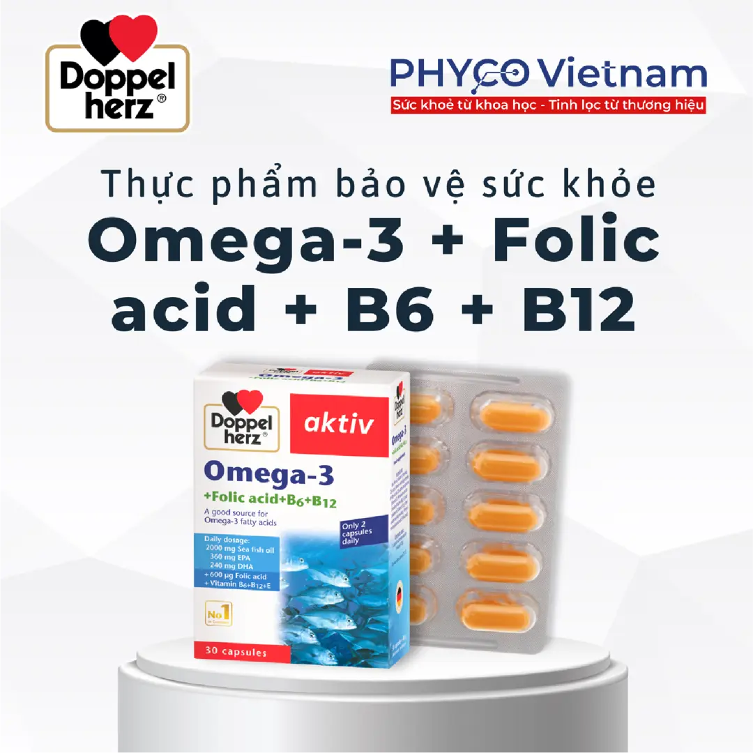 TPBVSK Omega-3 + Folic acid + B6 + B12 hỗ trợ sức khỏe tim mạch và não bộ