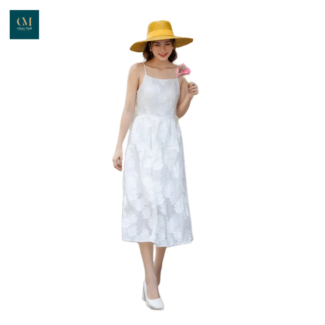 Đầm 02 dây trắng kem Joyce