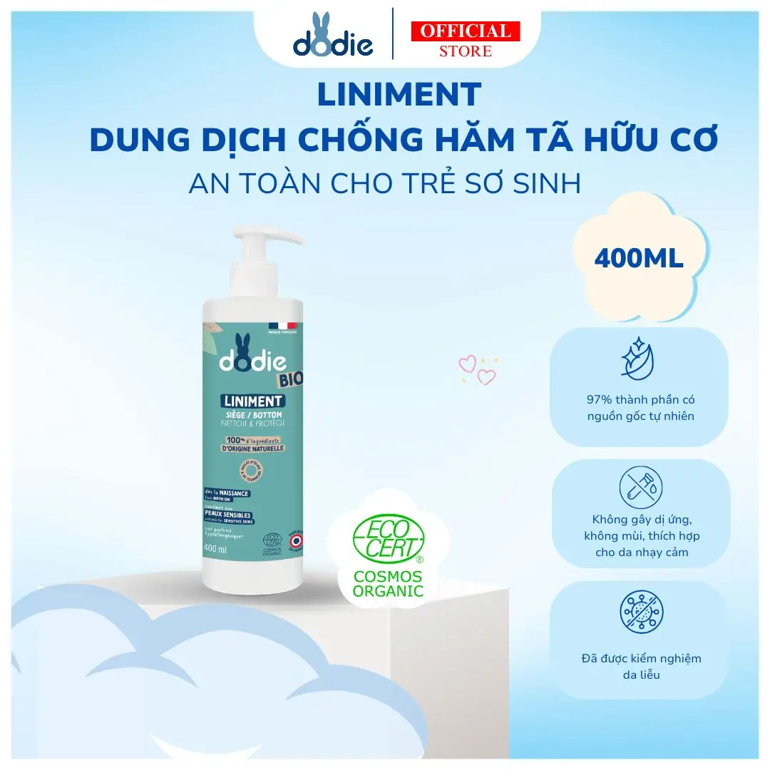 Liniment dung dịch vệ sinh chống hăm tã hữu cơ cho bé Dodie 400ml