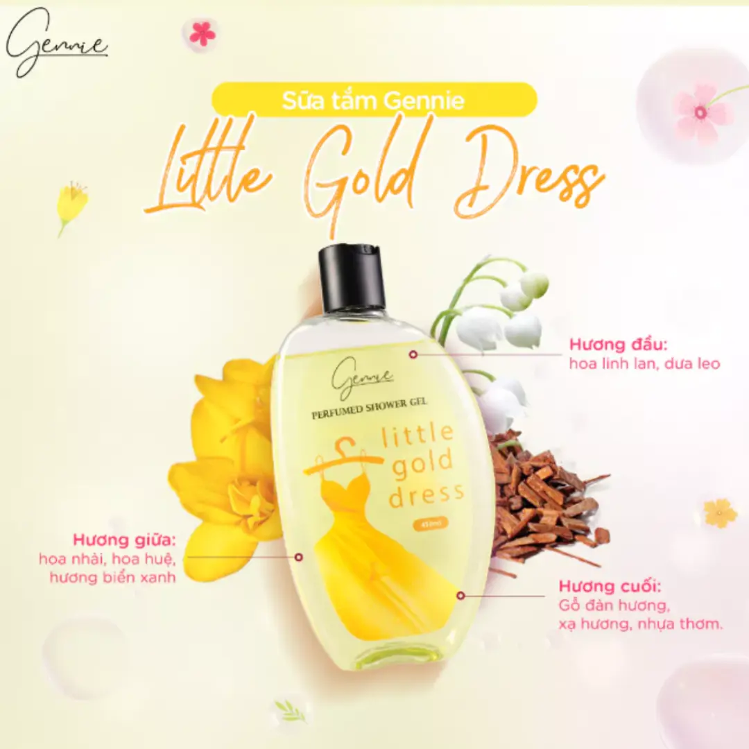 Sữa Tắm Nước Hoa Nữ Dưỡng Da GENNIE LITTLE GOLD DRESS 450ml
