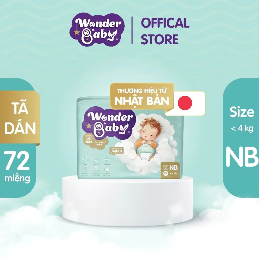 Tã dán WONDER BABY - size NB ( 72 miếng)