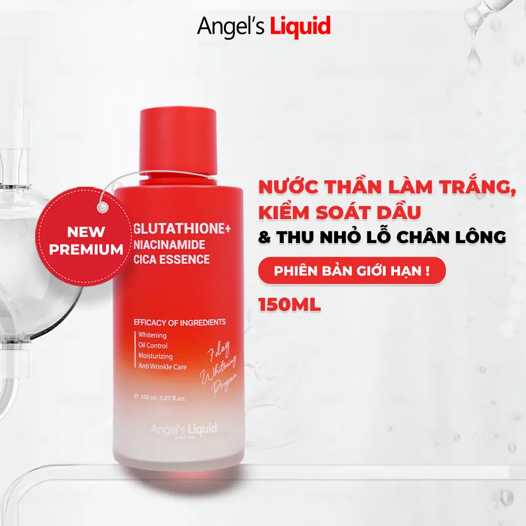 [NEW PREMIUM] Nước thần ANGEL'S LIQUID GLUTATHIONE PLUS NIACINAMIDE CICA hỗ trợ làm trắng, kiểm soát dầu & thu nhỏ lỗ chân lông (chai 150ml)
