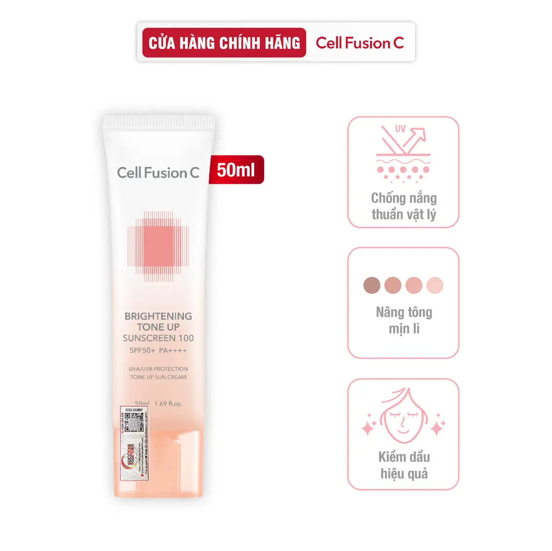 Kem Chống Nắng Nâng Tone Ráo Mịn Kiềm Dầu Cell Fusion C Brightening Tone Up Sunscreen 100 SPF50+ PA ++++ 50ml