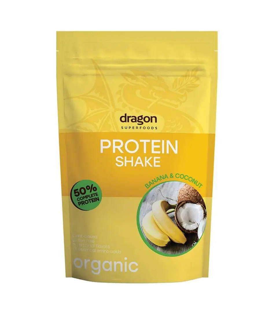 Bột protein thực vật lắc chuối sữa dừa hữu cơ Dragon Superfoods 450g