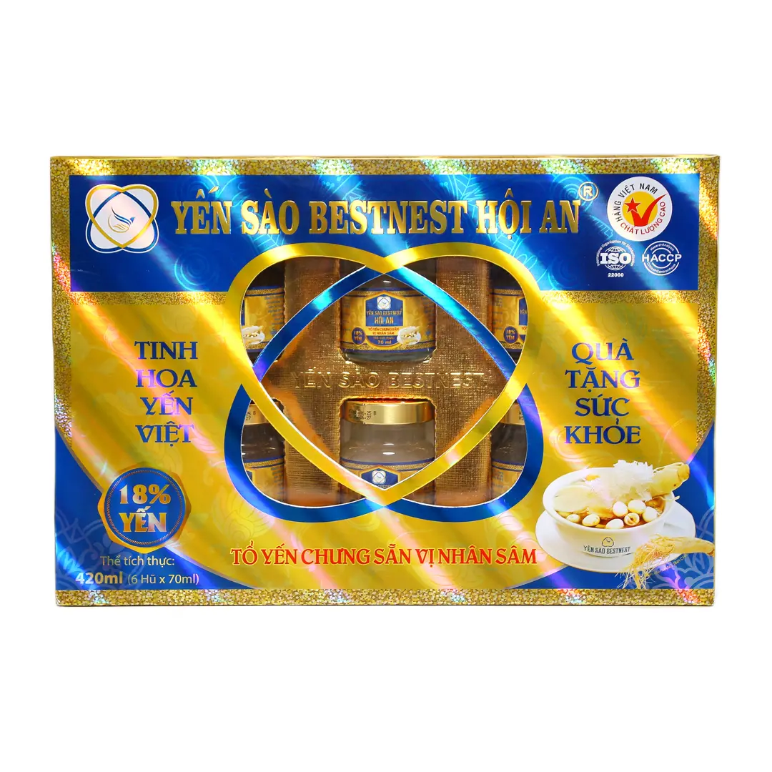 Lốc 6 hũ Tổ yến chưng sẵn BESTNEST HỘI AN 18% Nhân Sâm