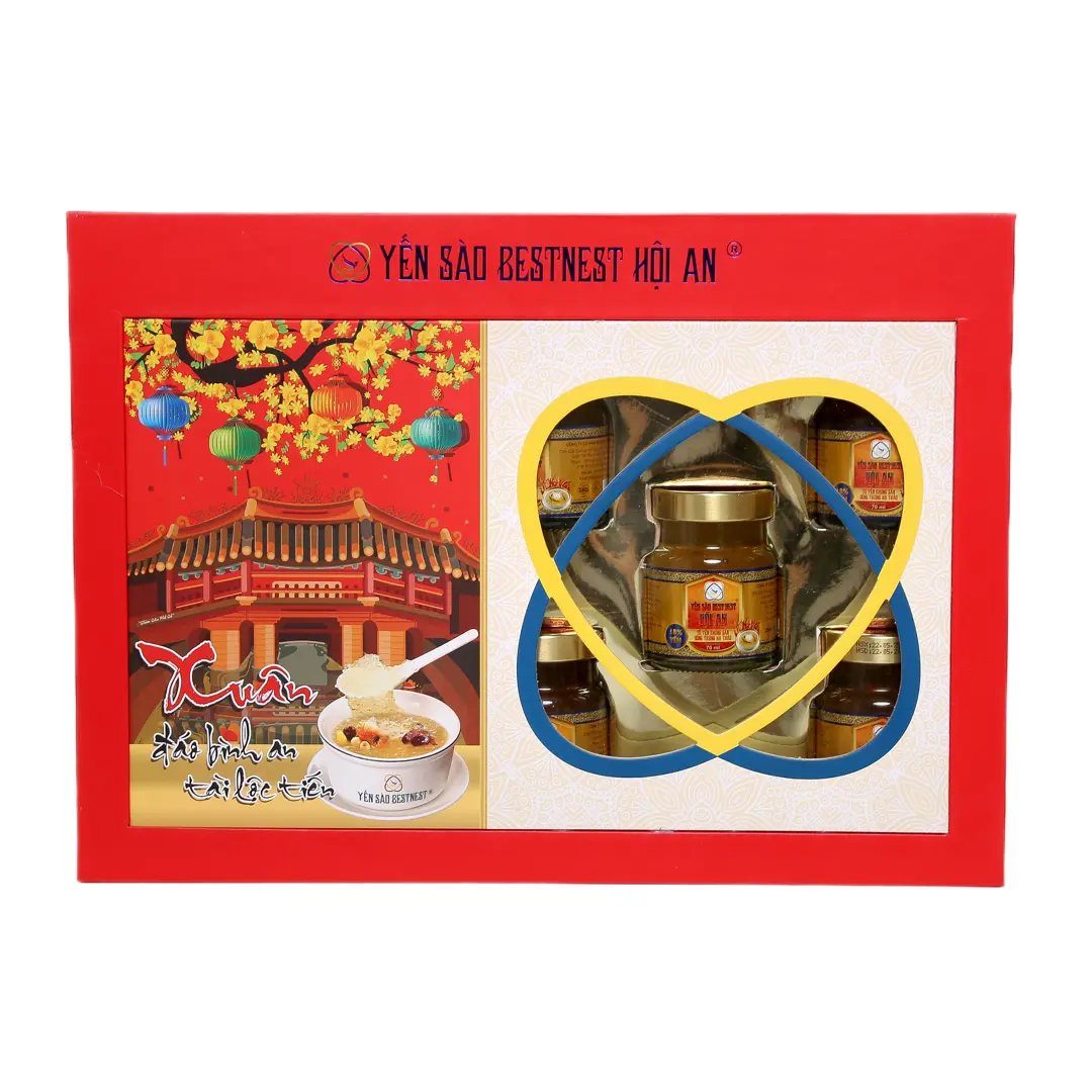 Tổ yến chưng sẵn BESTNEST Hội An 18% Đông trùng hạ thảo - Hộp cứng 8 hũ