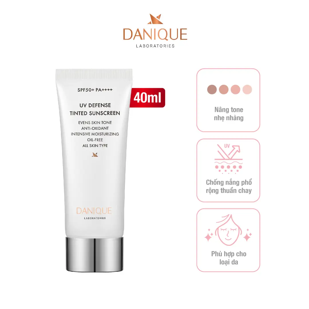 Kem Chống Nắng Nâng Tone Thay Kem Nền & Che Khuyết Điểm Danique UV Defense Tinted Sunscreen SPF 50+ PA++++ 40ml