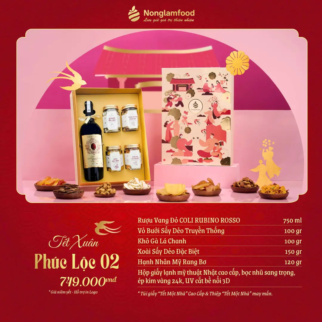 Hộp Quà Tết 2026 - Tết Phúc Lộc 02 (kèm túi)