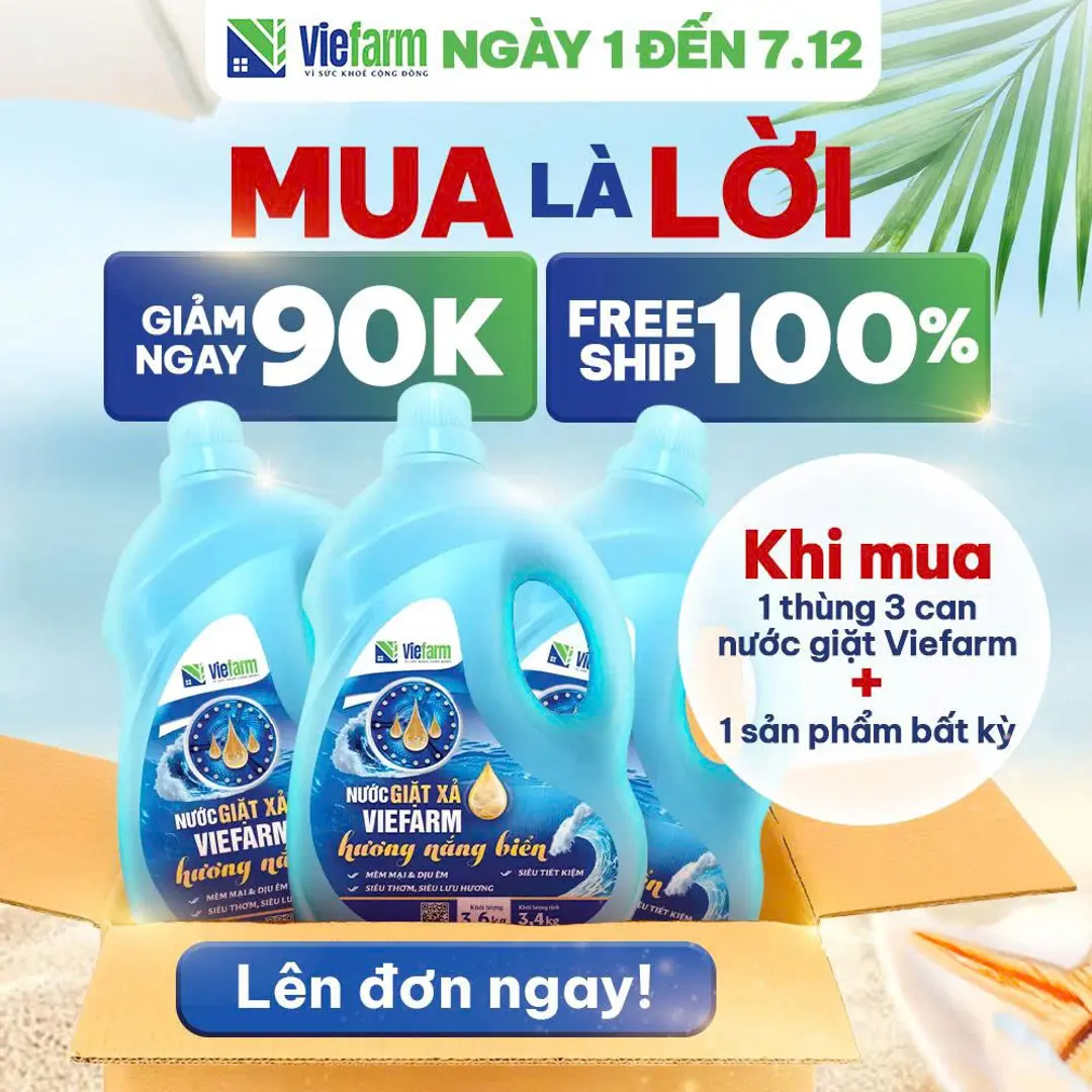 Nước giặt xả hương nắng biển VIEFARM 3,6kg