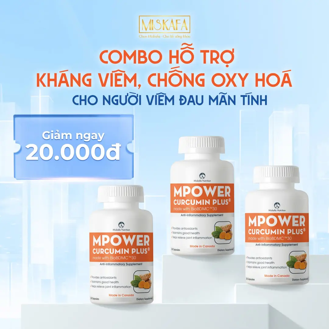 Combo 3 hộp TPBVSK Mpower Curcumin Plus made with Curcumin BioBDMC™30
