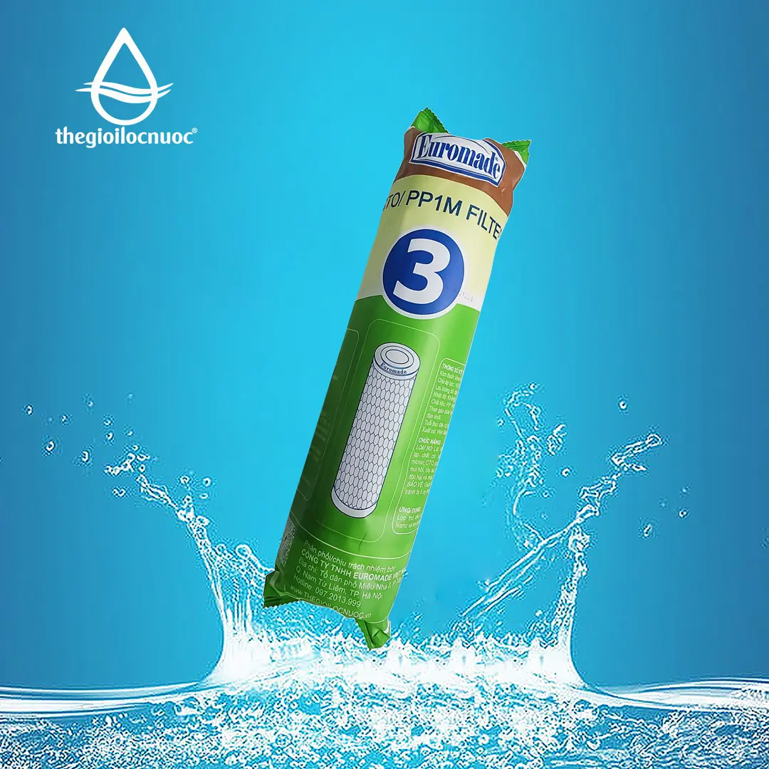 Lõi lọc 10" CTO chứa than hoạt tính đùn khối (Lõi số 3), model: F-CTO10