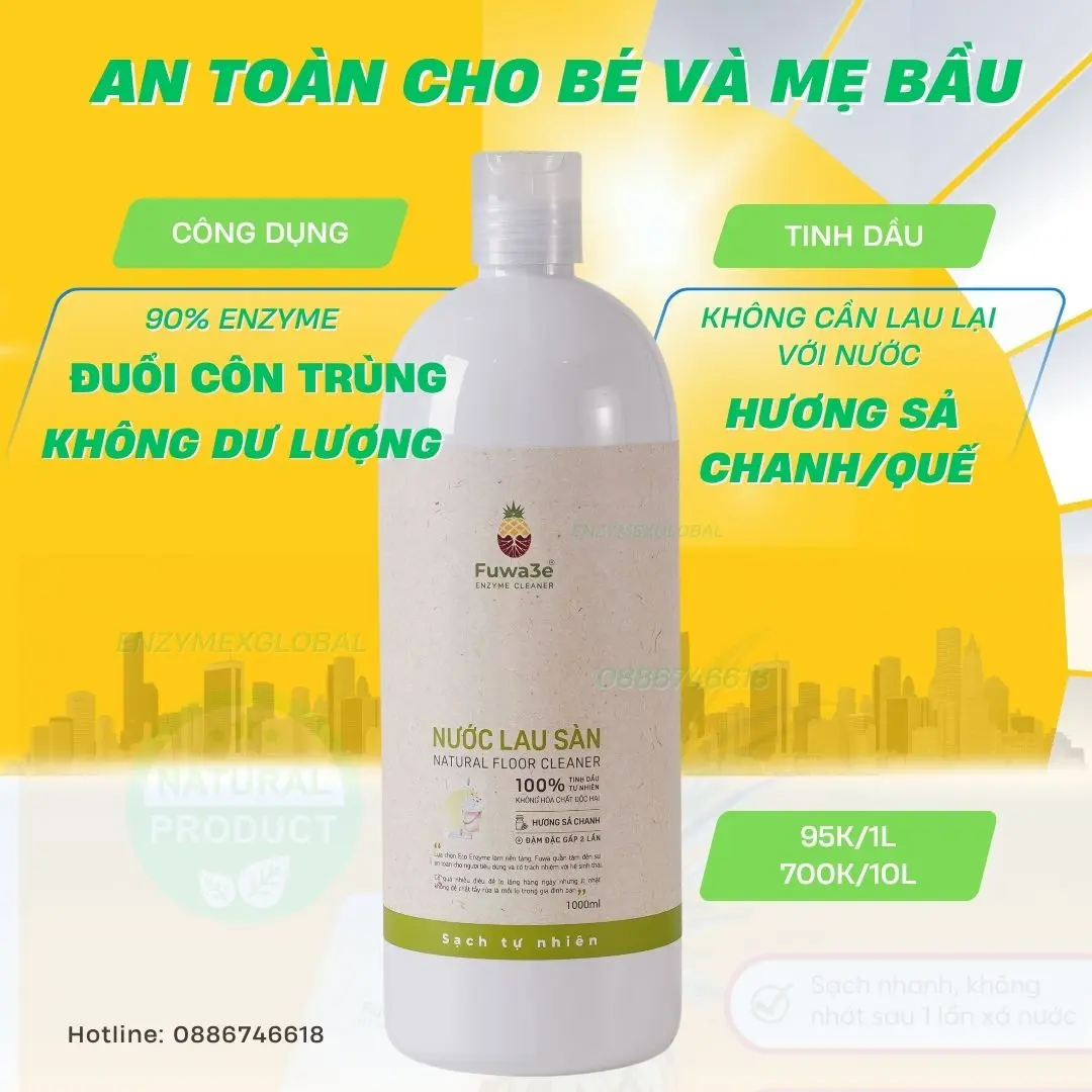 Nước lau sàn tinh dầu Sả chanh FUWA3E 1L