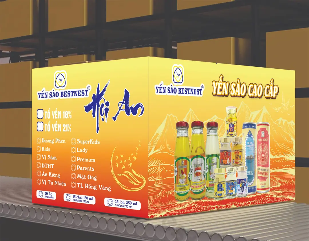 Thùng 30 hũ Yến Sào Chưng Sẵn Bestnest Hội An 21% Ngũ Vị (6 hũ Premium Đông Trùng Hạ Thảo - 6 hũ Lady - 6 hũ Supper Kids - 6 hũ Premom - 6 hũ Parents)