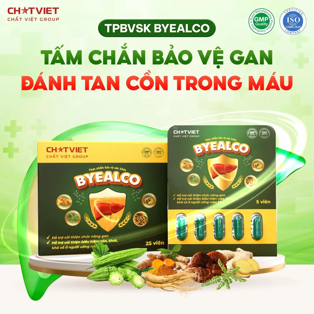 Thực phẩm bảo vệ sức khoẻ ByeAlco (Hộp 5 vỉ x 5 viên)