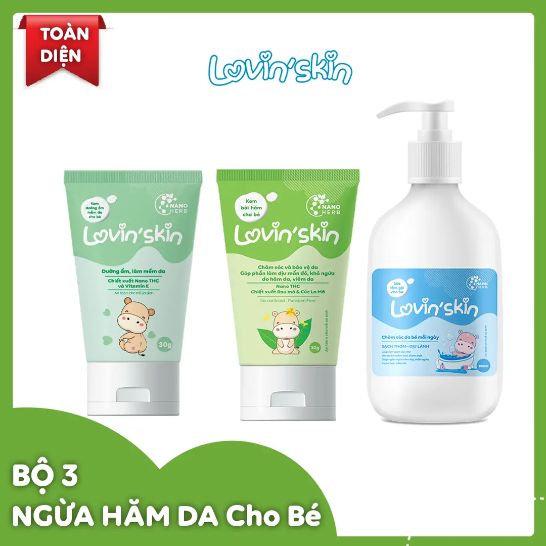 Bộ 3 toàn diện hỗ trợ ngăn ngừa hăm da cho bé Lovin'Skin