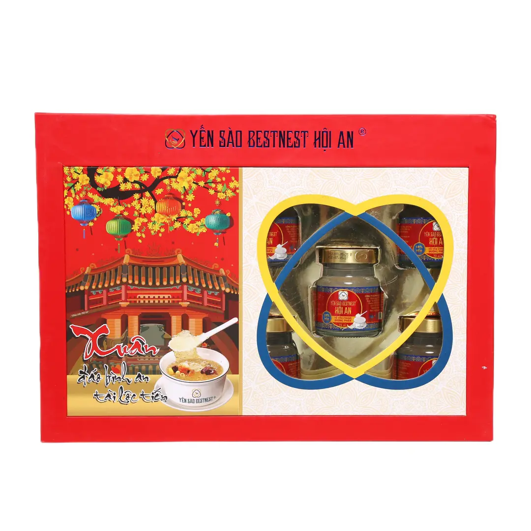Tổ yến chưng sẵn BESTNEST Hội An 18% đường phèn - Hộp cứng 8 hũ