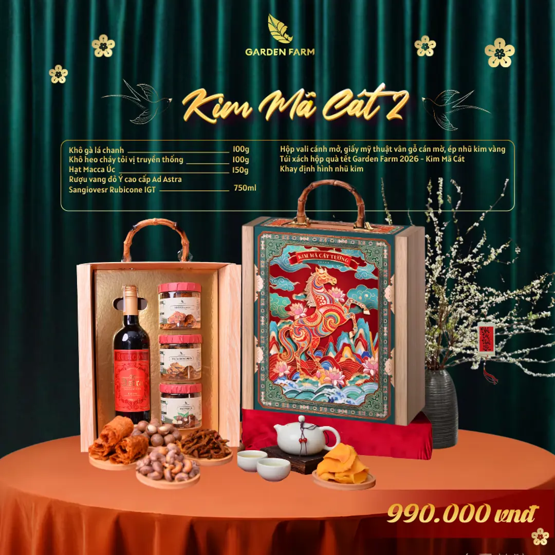 Hộp quà tết cao cấp Garden Farm 2026 - KIM MÃ CÁT 2 (kèm túi)