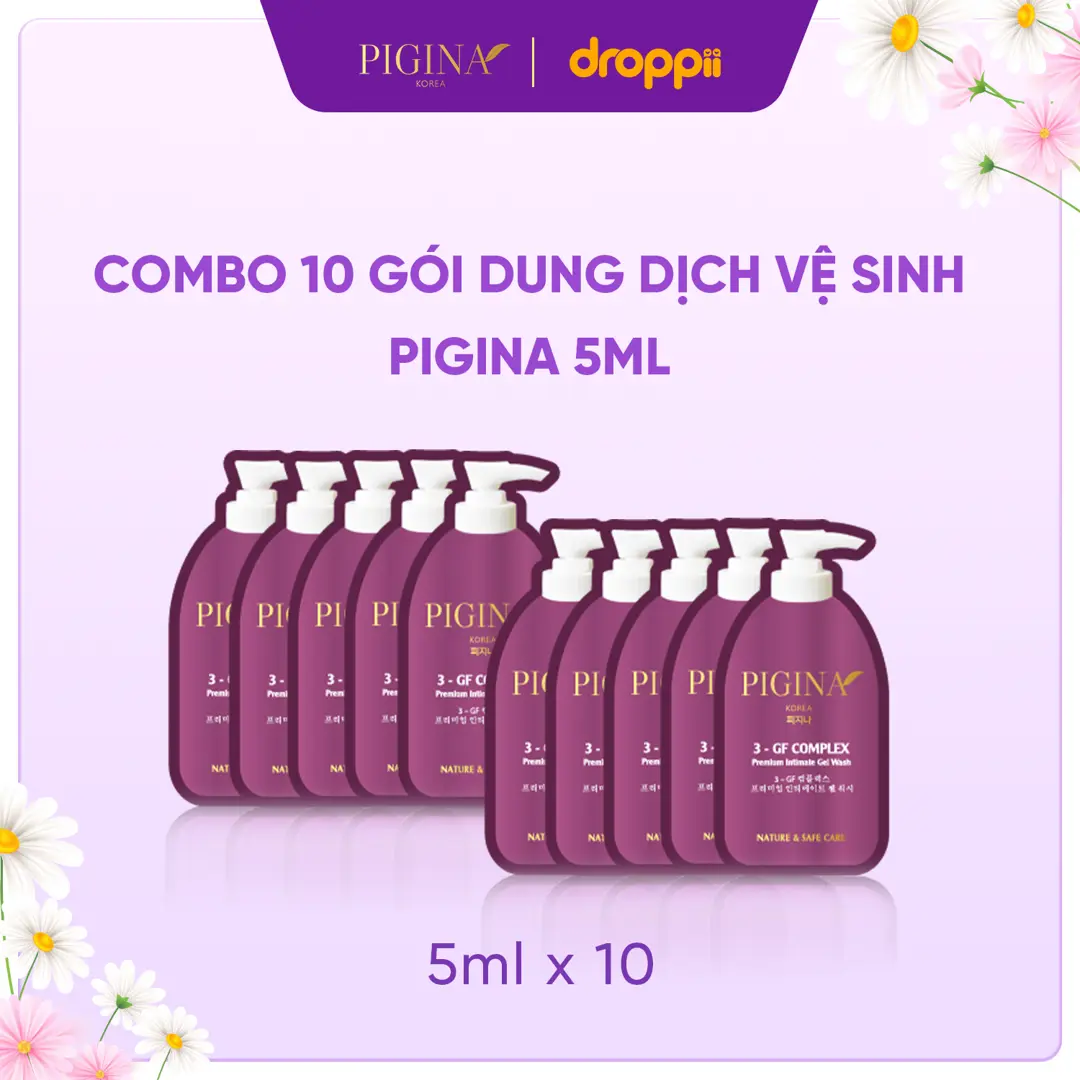 Combo 10 Gói gel Dung dịch vệ sinh Pigina 5ml - Pigina Lacto Intimate Wash
