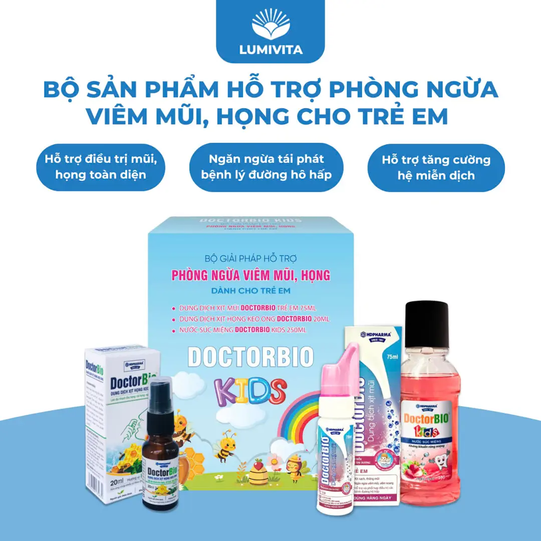 Bộ sản phẩm hỗ trợ phòng ngừa viêm mũi, họng dành cho trẻ em DOCTORBIO KIDS