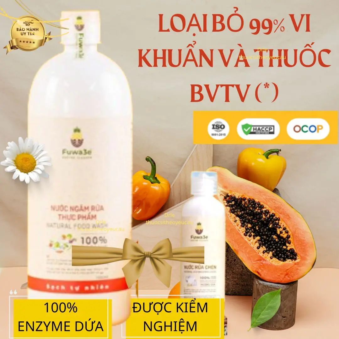 Nước ngâm rửa thực phẩm FUWA3E loại bỏ 40+ Hóa chất 1L