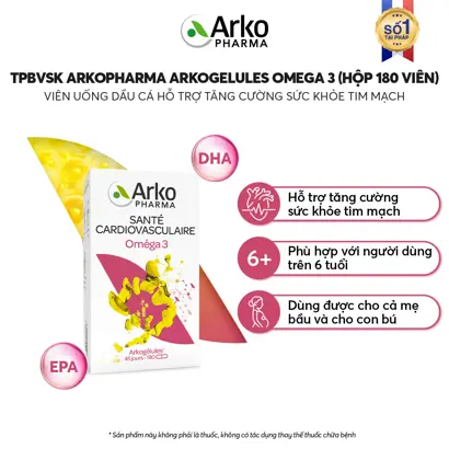 Viên uống ARKOPHARMA ARKOGELULES OMEGA 3 hỗ trợ tăng cường sức khỏe tim mạch (hộp 180 viên)