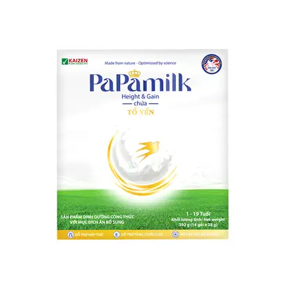 Sữa non tổ yến Papamilk Height & Gain giúp tăng cân tăng chiều cao cho Trẻ từ 1-19 tuổi (14gói x 28g)