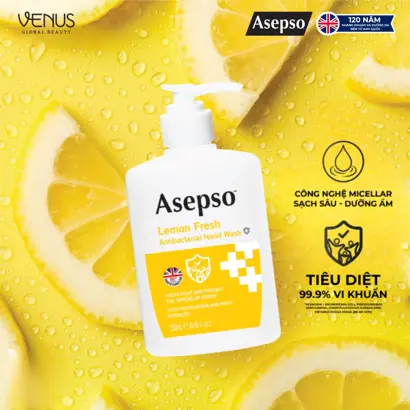 Nước rửa tay kháng khuẩn ASEPSO khử mùi không khô da Hương Chanh 250 ml