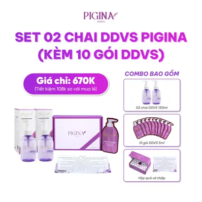 Set 02 chai Dung dịch vệ sinh Pigina - Pigina Lacto Intimate Wash (kèm 10 gói Dung dịch vệ sinh Pigina)
