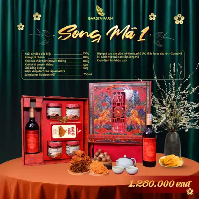 Hộp quà tết cao cấp Garden Farm 2026 - SONG MÃ 1 (kèm túi)