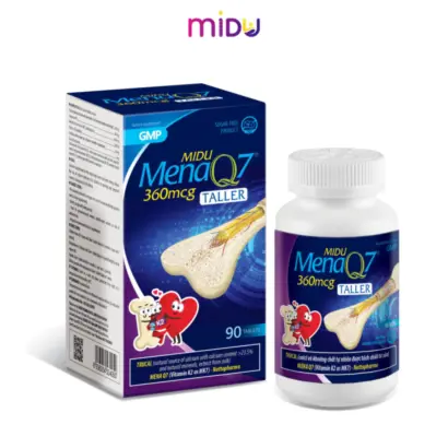 Thực phẩm bảo vệ sức khỏe: Midu MenaQ7 360mcg Taller (hộp 90 viên)