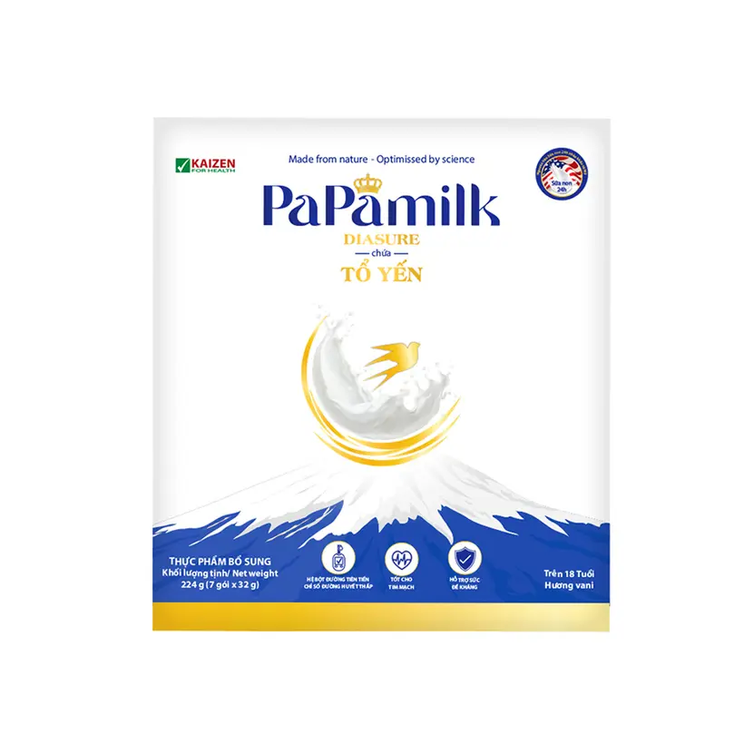 Sữa non tổ yến Papamilk Diasure - Dành cho mẹ bầu & người tiểu đường (7góix32g)