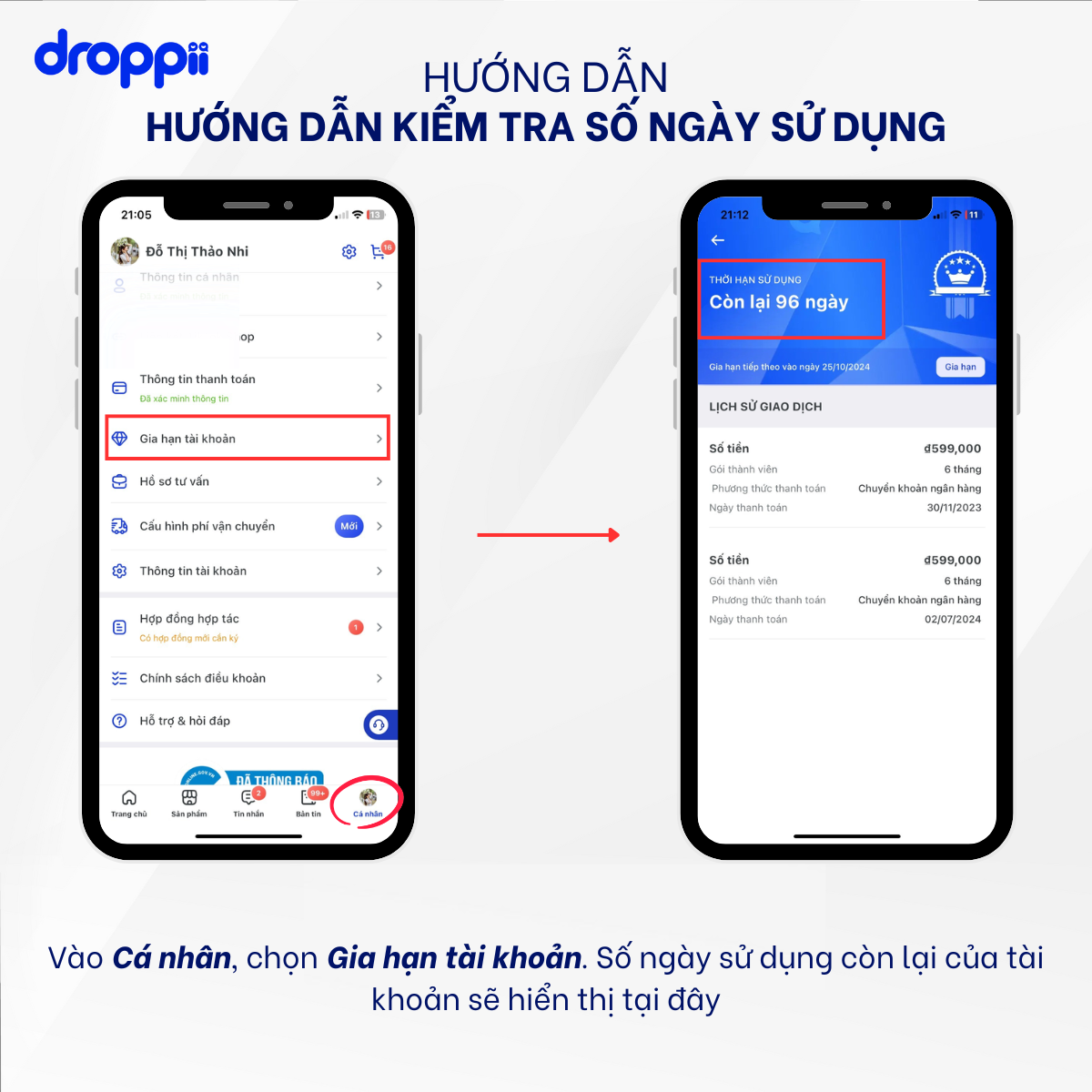 Hướng dẫn gia hạn tài khoản Droppii Biz chi tiết từ A-Z
