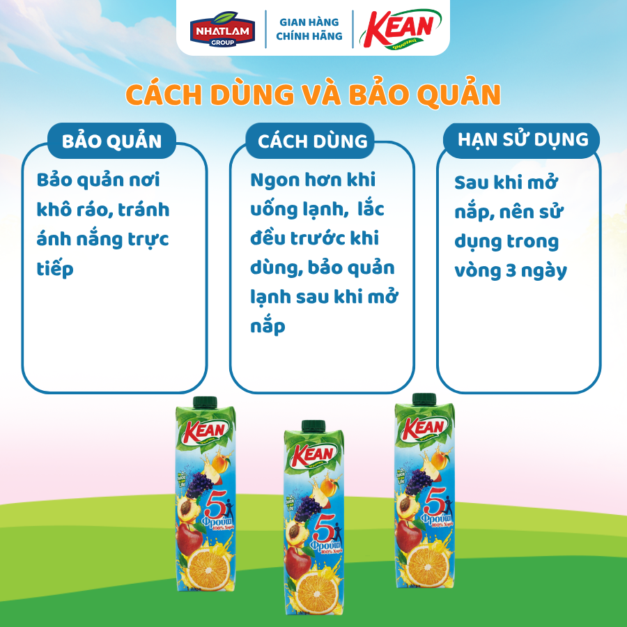 Combo 3 Nước ép trái cây cocktail - KEAN (1 lít/chai x 12 chai/thùng)