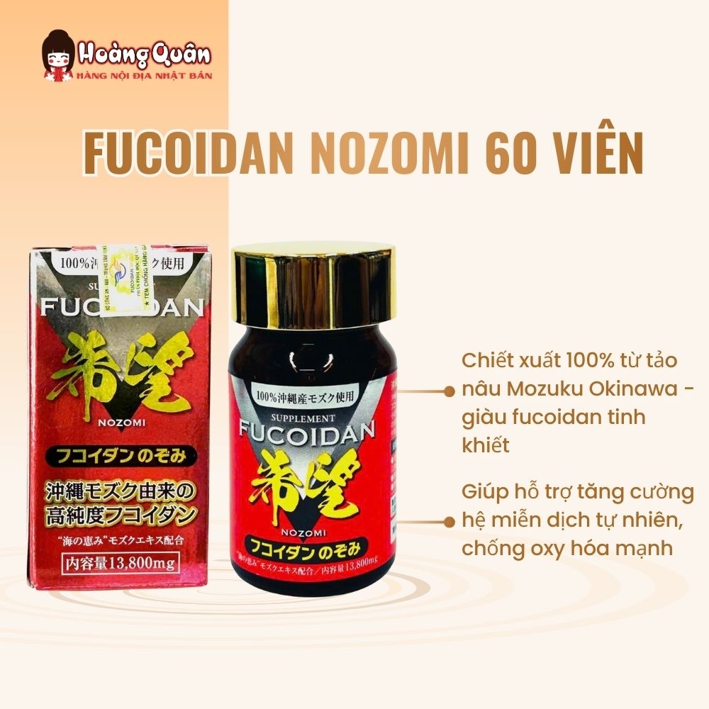 Viên nang tảo Mozuku Fucoidan Nozomi 60 viên - Hỗ trợ tăng cường sức đề kháng