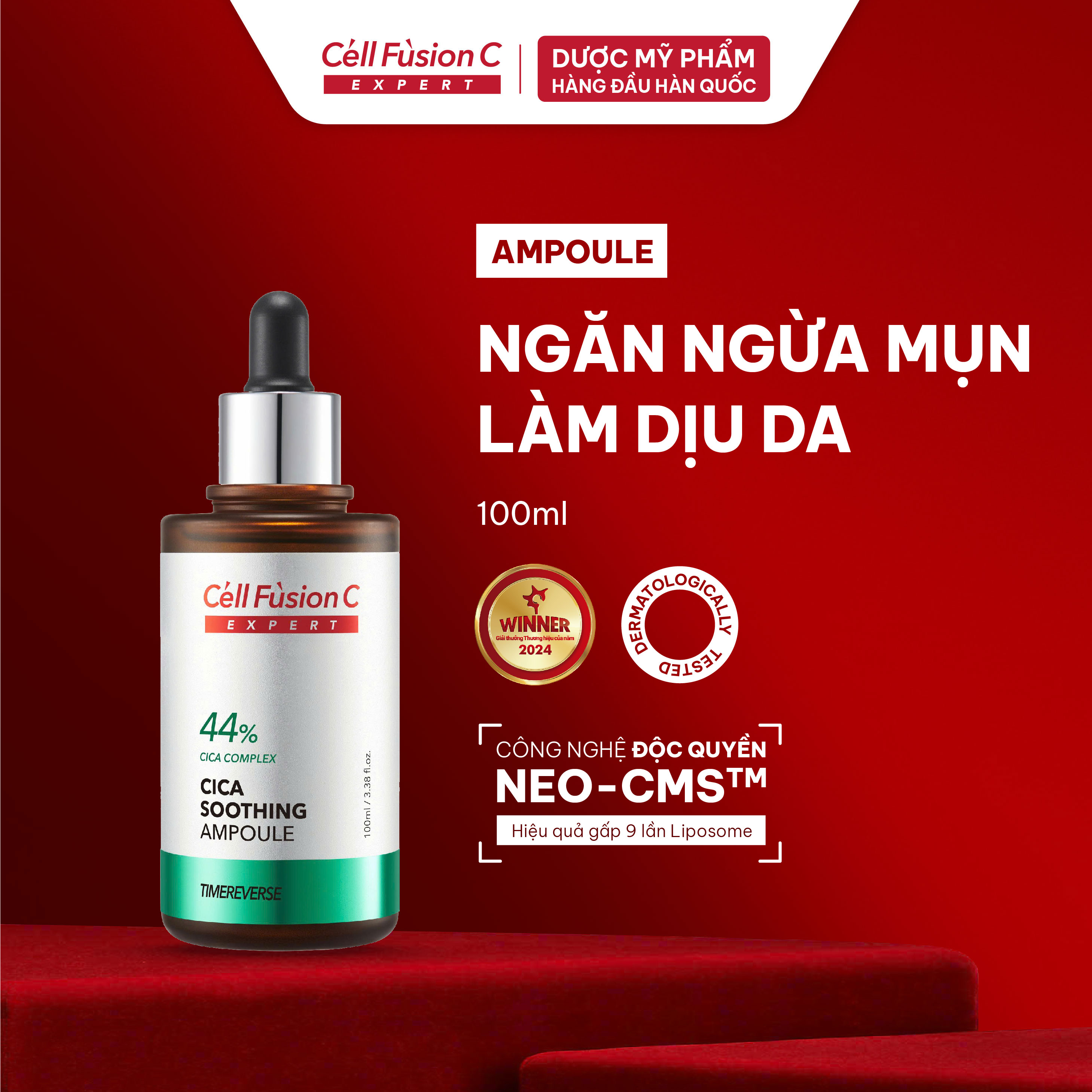 Ampoule Ngăn Ngừa Mụn, Dịu Da Cell Fusion C Expert Time Reverse Cica Soothing Ampoule - Phân phối chính hãng