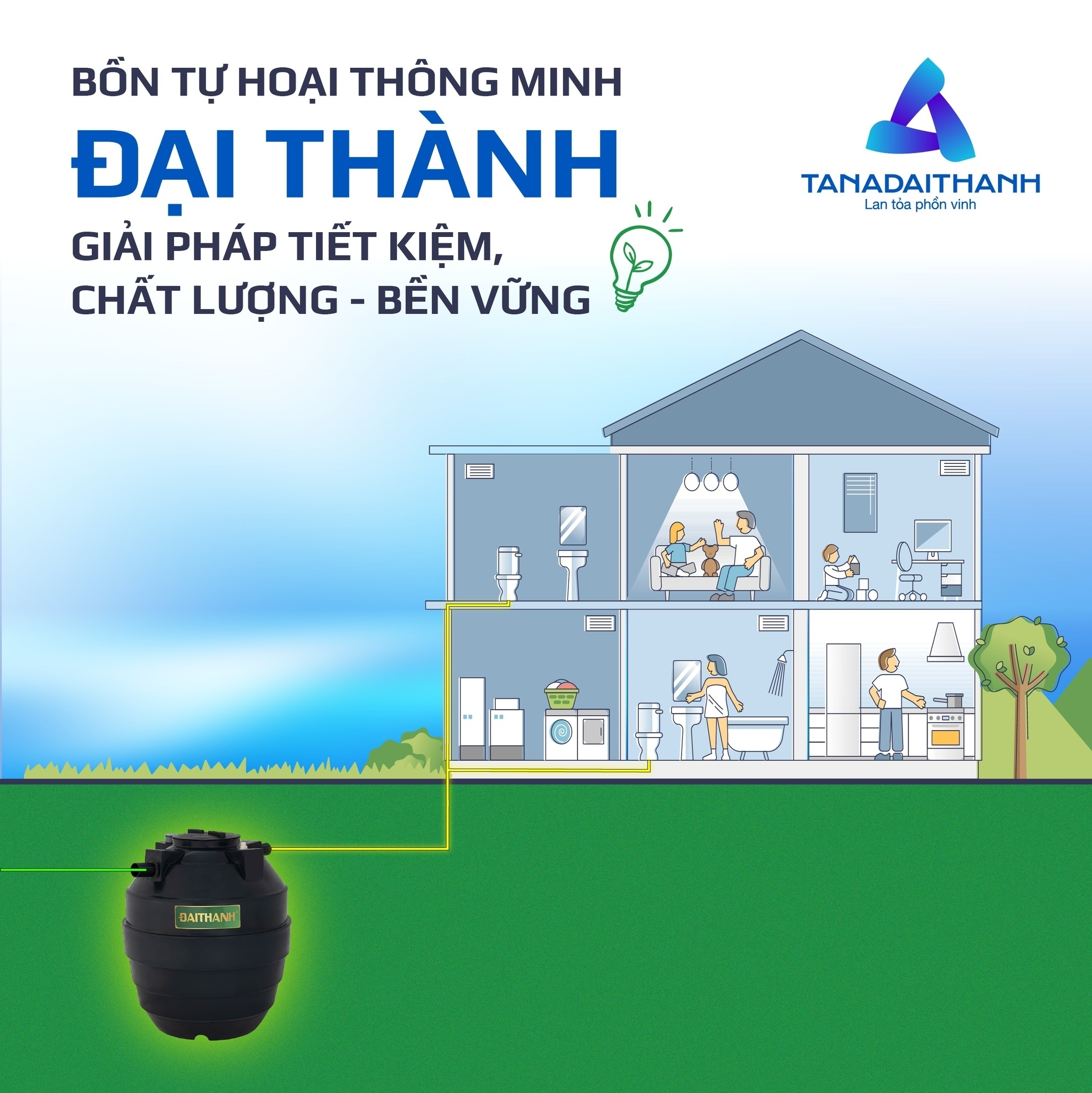 Bồn nhựa tự hoại Đại Thành 2.000D