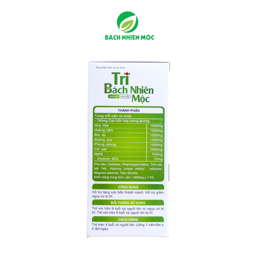 TPBVSK Trĩ Bách Nhiên Mộc hỗ trợ tăng sức bền thành mạch, giảm nguy cơ bị trĩ (Hộp 60 viên) - 2