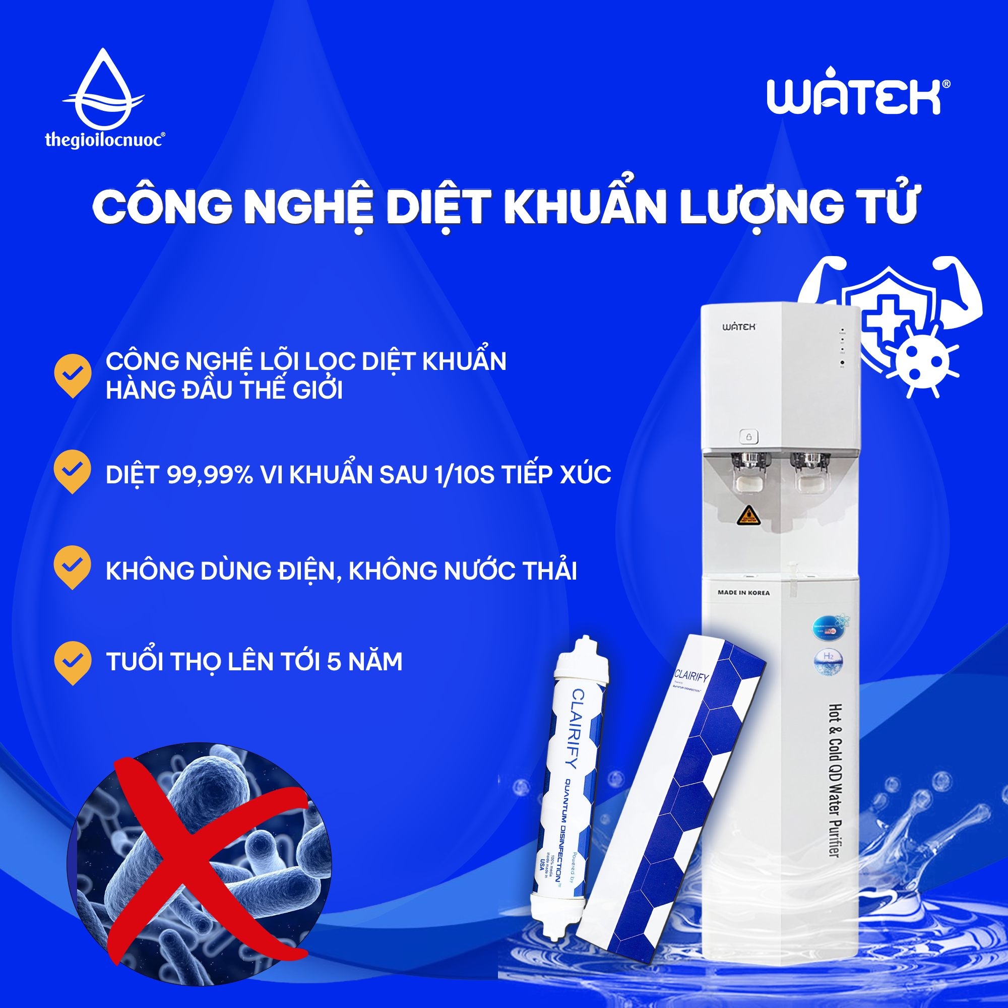 Máy lọc nước nóng lạnh Watek, model: WT-4200-RO
