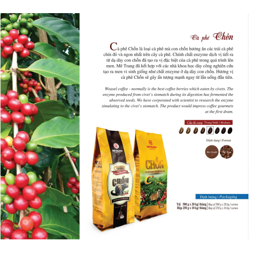 Cà phê Chồn rang xay Mê Trang-túi bột 500g– Thơm ngon đậm vị,Quà biếu thượng hạng