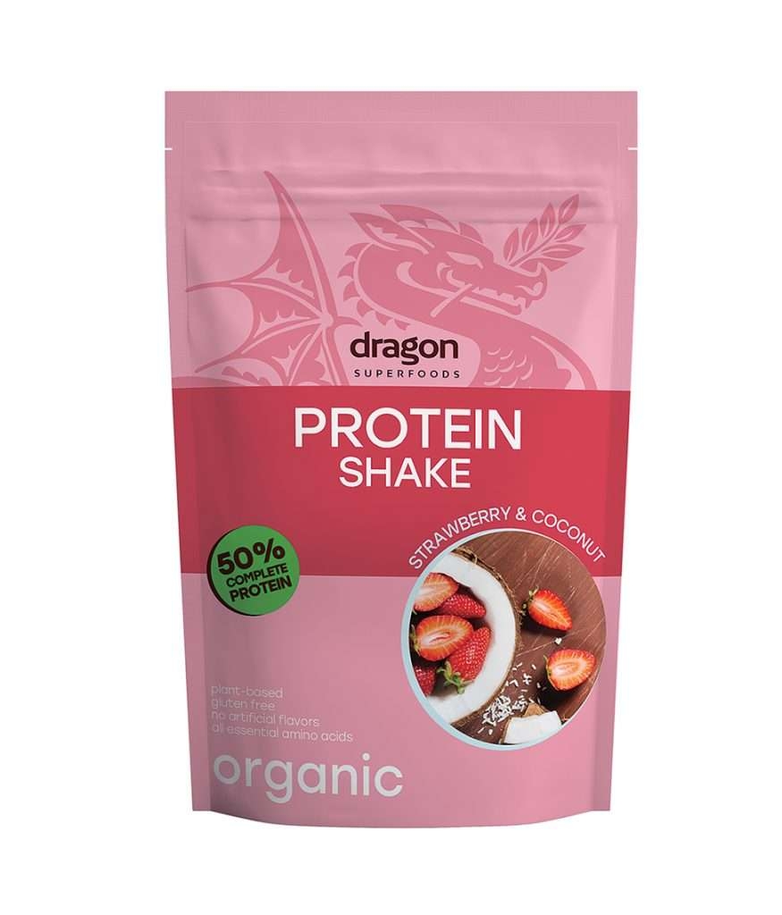 Bột protein thực vật lắc dâu sữa dừa hữu cơ Dragon Superfoods 450g - Phân phối chính hãng