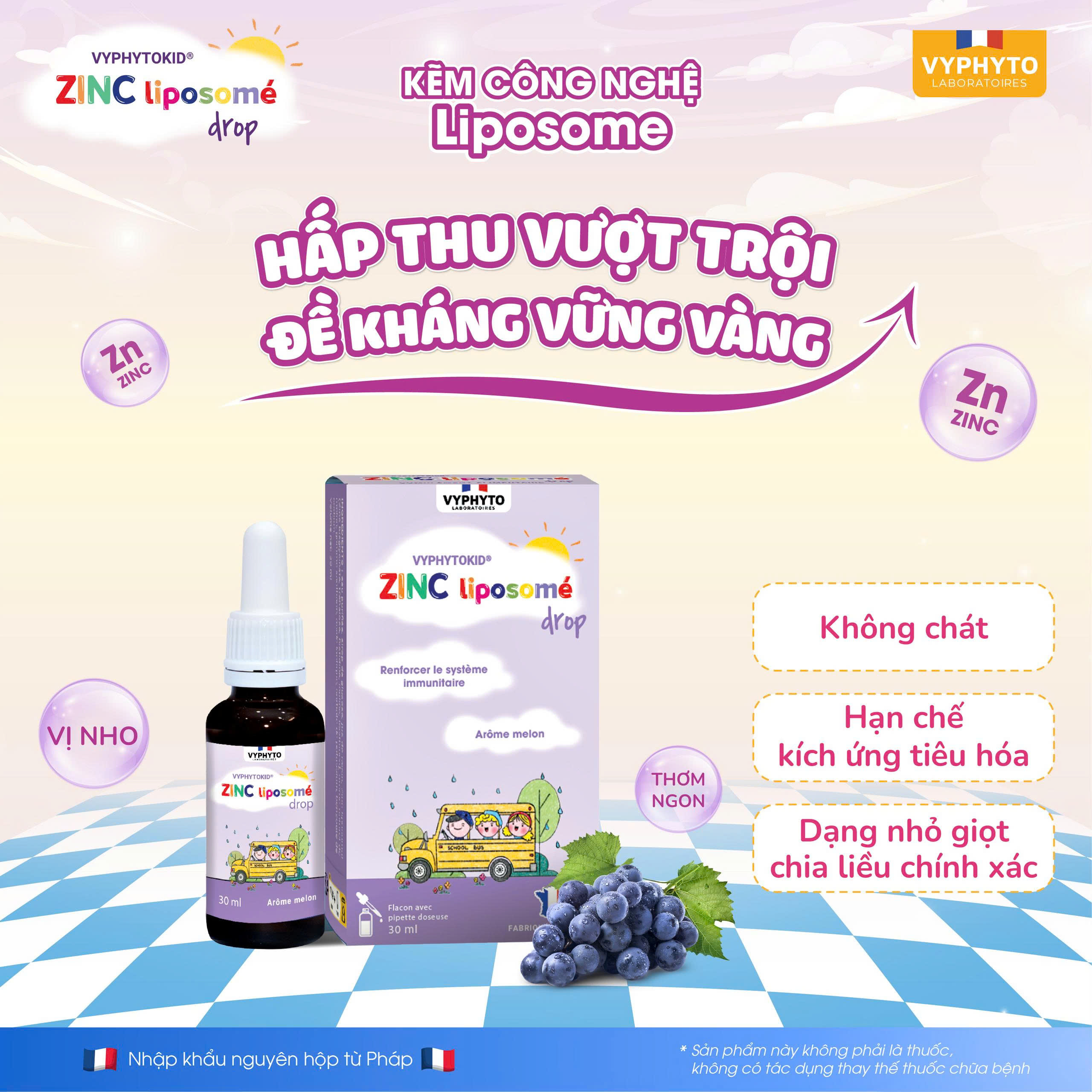 Thực phẩm bảo vệ sức khỏe VYPHYTOKID ZINC liposomé drop hỗ trợ bổ sung kẽm - 3