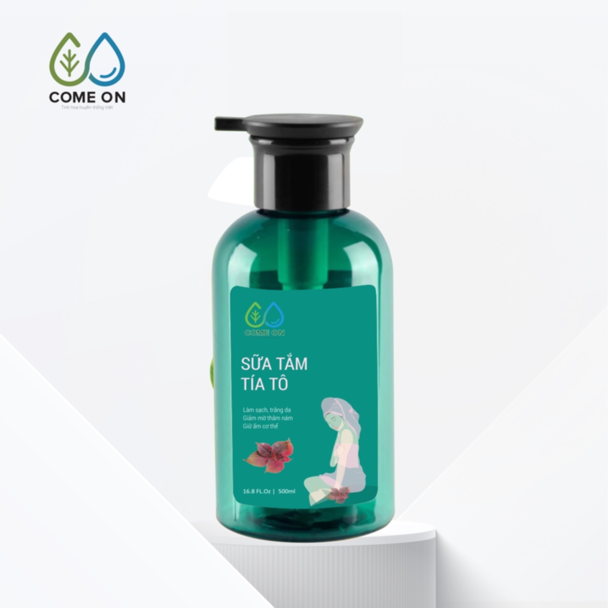 Sữa tắm tía tô COME ON cấp ẩm, dưỡng da, sạch mụn lưng 500ml