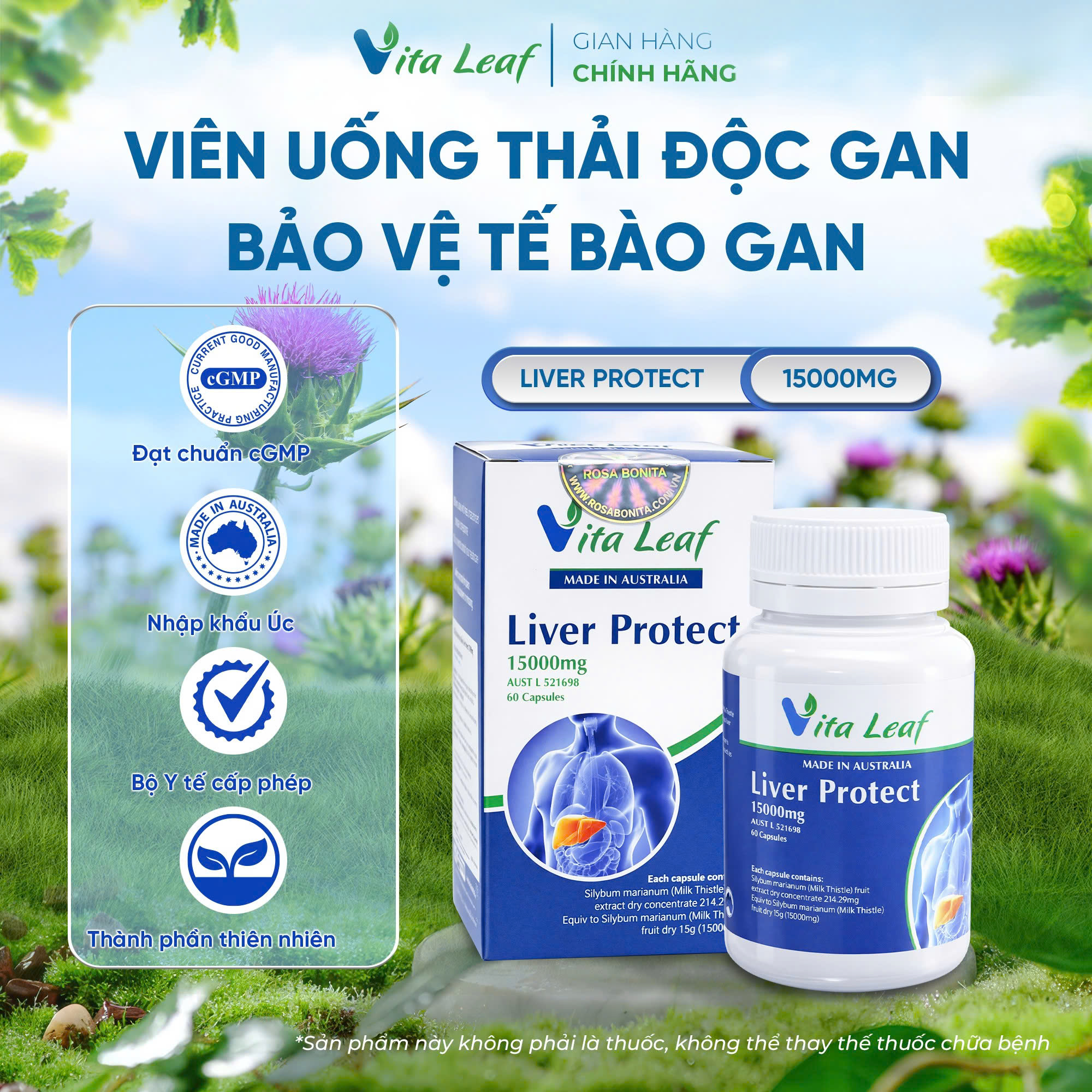 Viên uống Liver Protect 15000mg – Bảo vệ và duy trì chức năng gan (60 viên) - Phân phối chính hãng