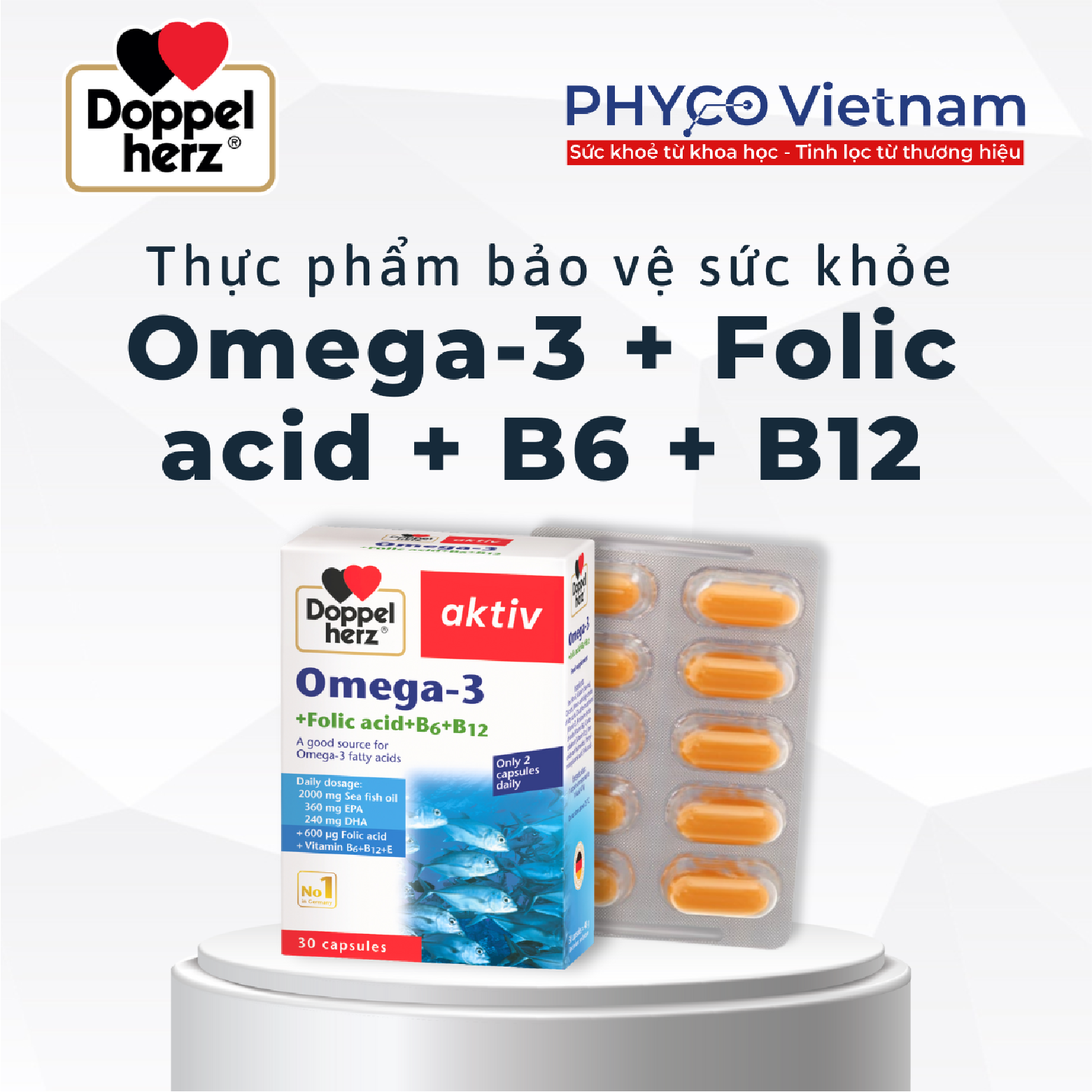 TPBVSK Omega-3 + Folic acid + B6 + B12 hỗ trợ sức khỏe tim mạch và não bộ - Phân phối chính hãng