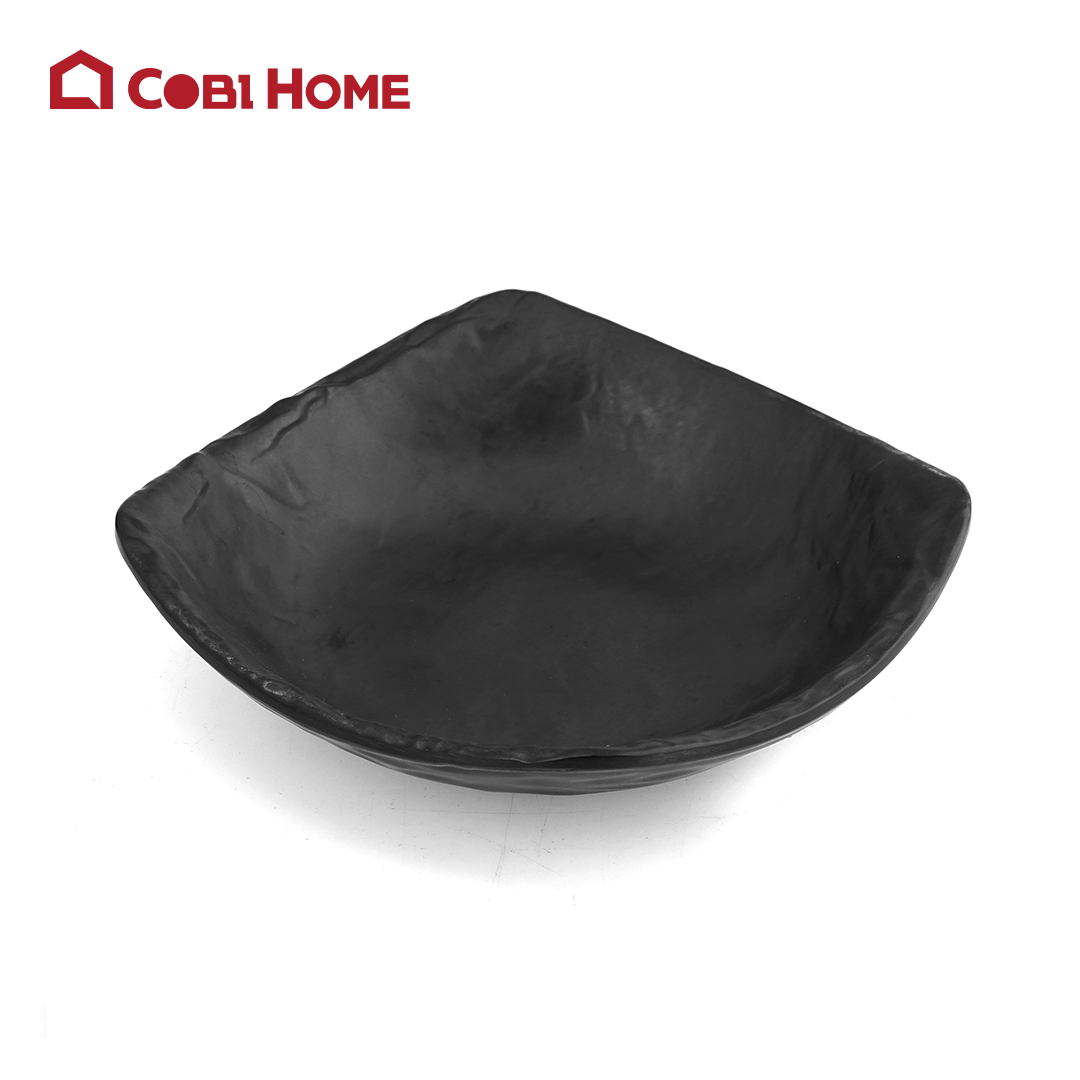 Dĩa Mela đen bóng có vân hình vuông Size 134x134_378501_HCSD303