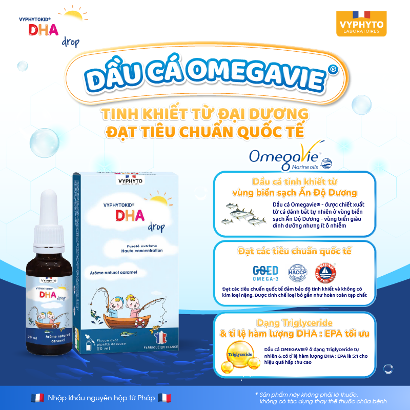 Thực phẩm bảo vệ sức khỏe VYPHYTOKID DHA drop bổ sung DHA hàm lượng cao cho bé