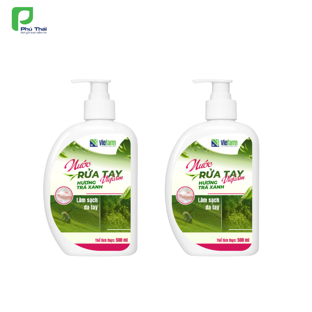 Combo 02 Nước rửa tay Viefarm hương trà xanh 500ml - Phân phối chính hãng