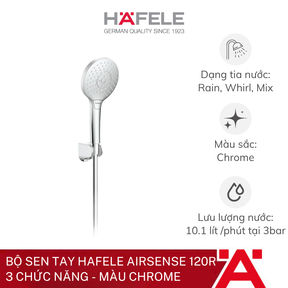 Bộ sen tay Hafele - AirSense 120R 3 chức năng - Màu chrome 485.60.051