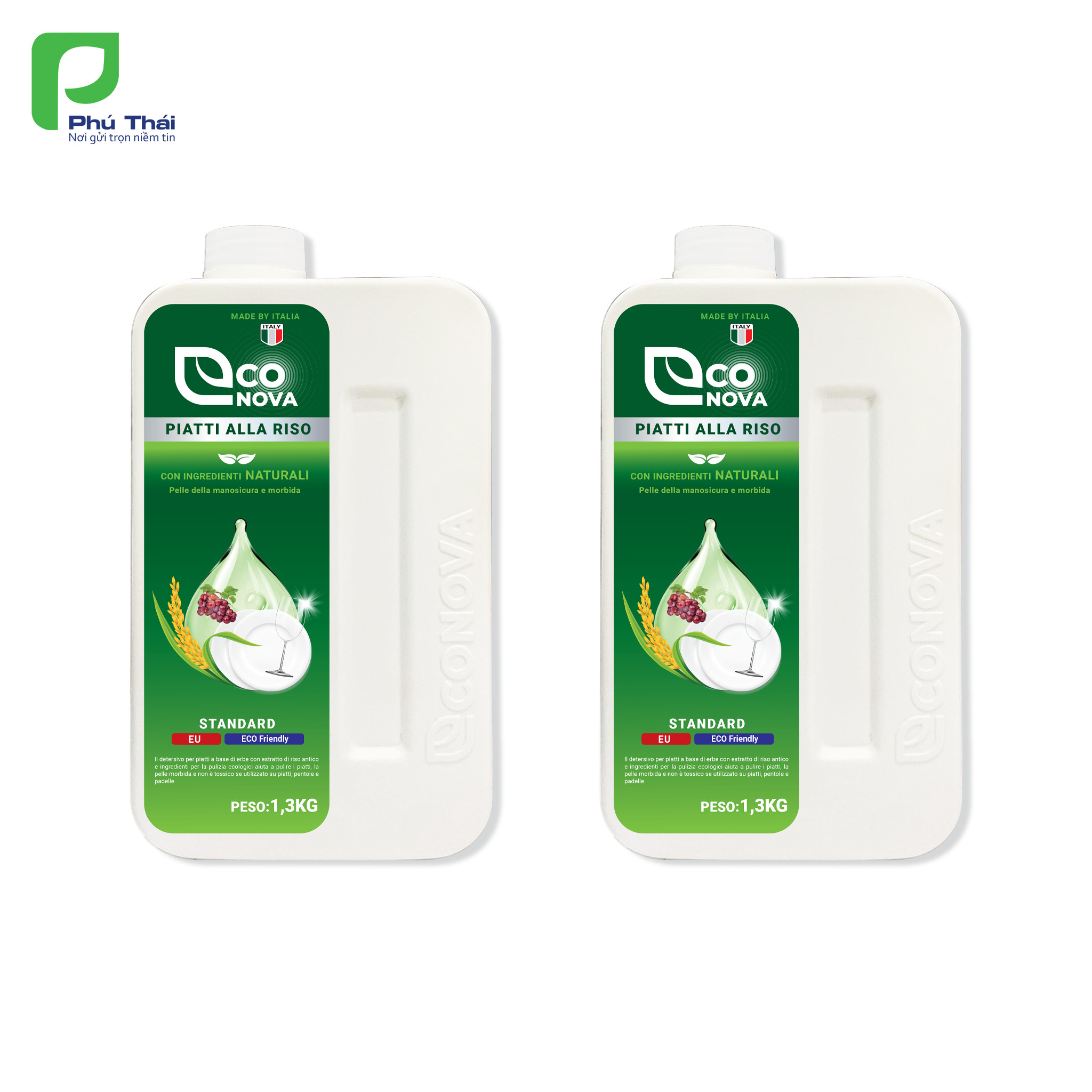 Combo 2 chai nước rửa chén gạo Econova (1.3kg x 2) - Phân phối chính hãng